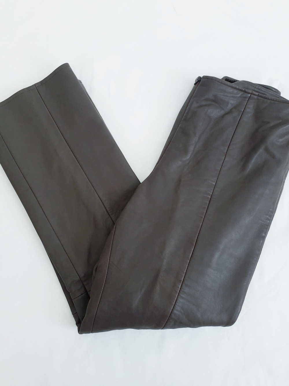 Vintage Elements By Vakko Leather Pants Brown Soft Cropped Boot Cut Size 10